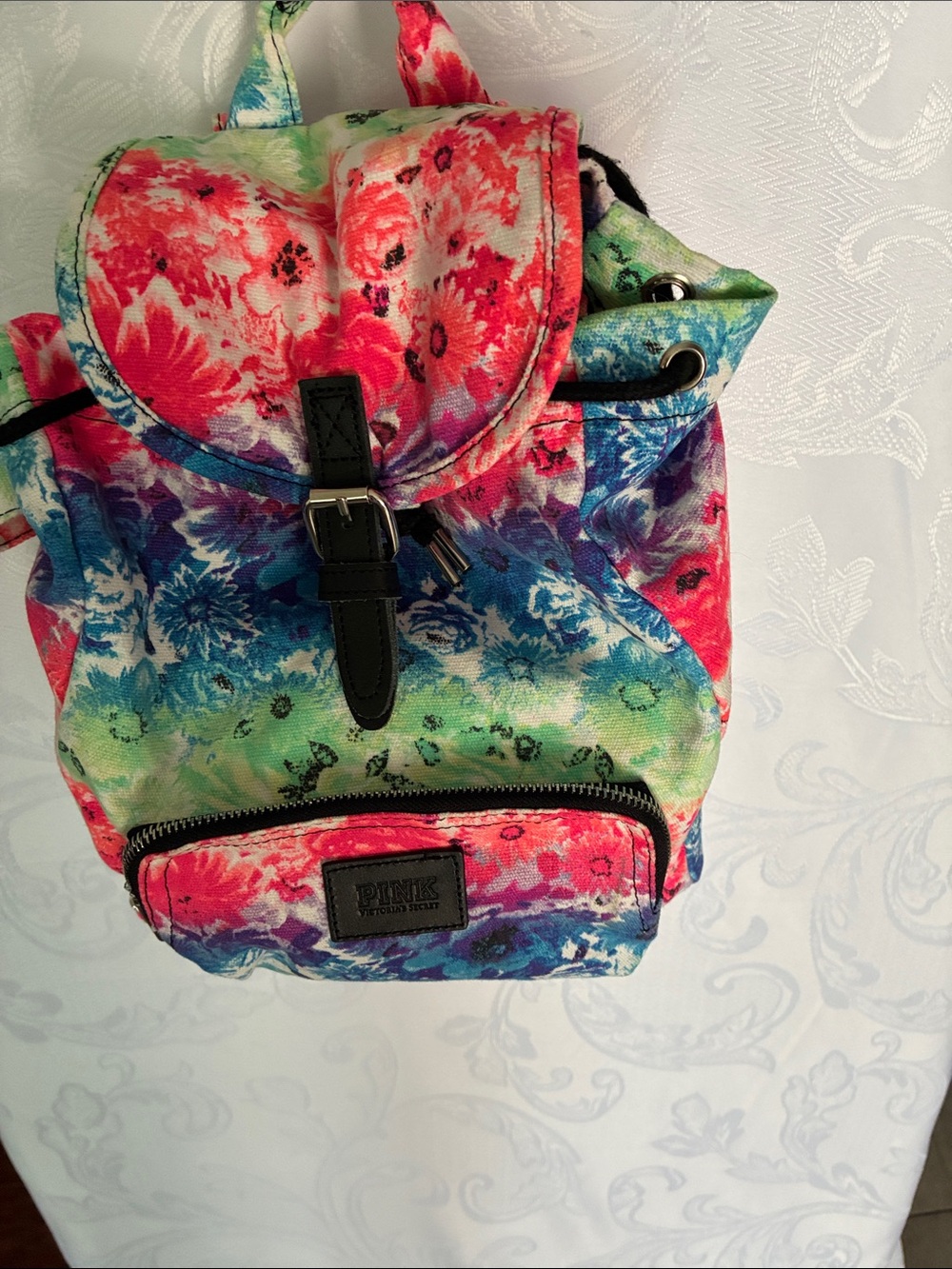 PINK Victoria's Secret Bright Floral Canvas Mini Backpack